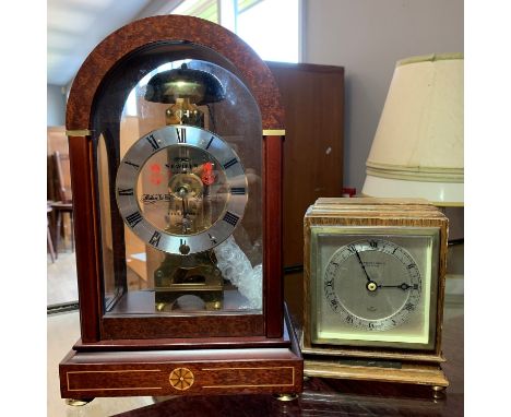 A Sewills of Liverpool mantle clock, glazed on all sides in a wooden case, together with an Elliot mantle clock in a wooden c