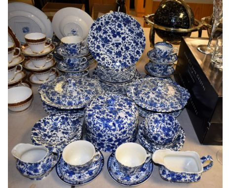 A Burleigh Arden pattern part dinner service comprising vegetable dishes, plates, bowls, cups, side plates, etc; another, par