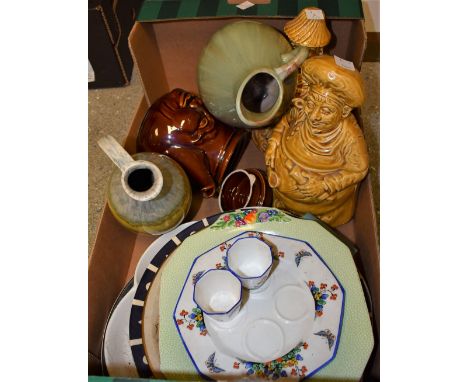 Ceramics - a Poole Pottery entree dish; Royal Crown Derby Posies trinket dishes; novelty flour and sugar jars; West German ju