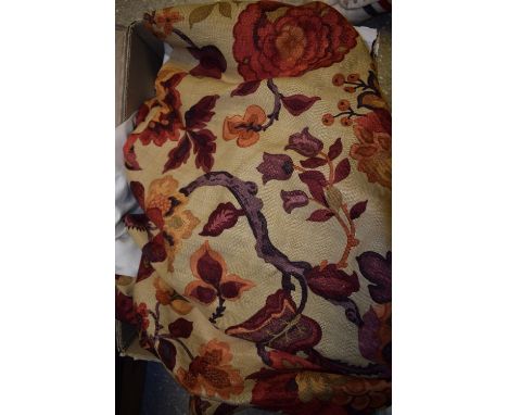 Textiles - a large pair of Sanderson linen eyelet curtains, Amanpuri, each curtain 190cm wide, 230cm drop