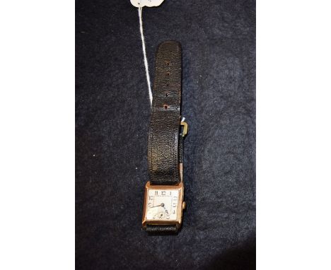 An Art Deco vintage 9ct gold gentleman's dress watch, 15 jewels