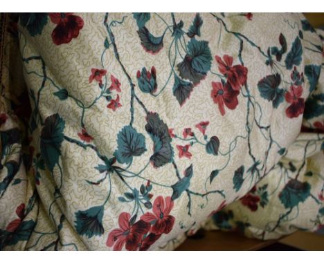 Textiles - a large pair of Laura Ashley floral glazed chintz interlined curtains, 