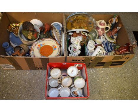 Ceramics - a Clarice Cliff Tulip pattern saucer and others similar; 19th century and later Derby coffee cans and cups; Wedgwo