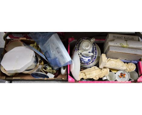 Ceramics - a pair of 1930's chalk figures, Hello Mum and Hello Dad; Ridgeways meat platter; dinner plates, etc.; planter; lam