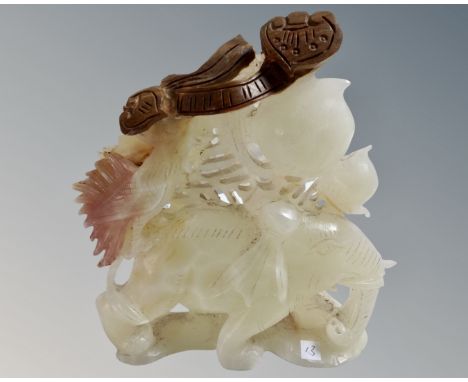 A jade carving of an elephant, height 19 cm 