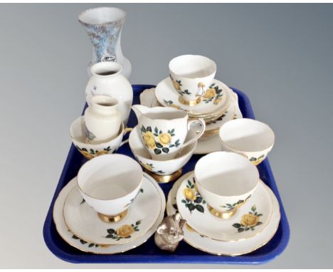A tray of twenty piece Gladstone Yellow Rose pattern tea service, Beswick Koala 