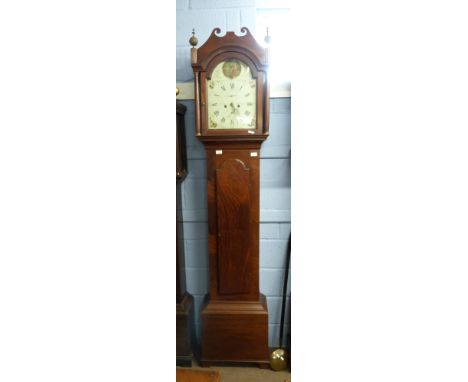 Mahogany cased 19th century longcase clock, the hand painted Roman dial with subsidiary hands, named for Robt Davy, Kenningha