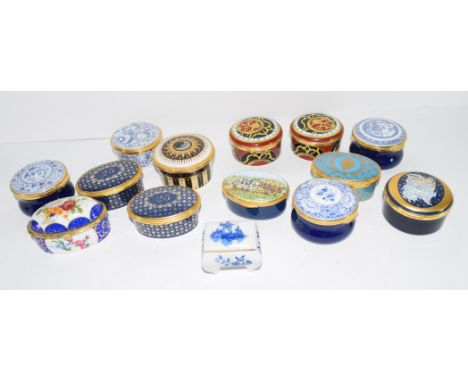 Group of 14 patch boxes, some by Spode and other makers, mainly English and French, some also Royal Worcester, various design