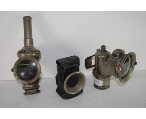 Group of three vintage cycle lamps
