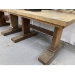 1920s/30s Art Deco oak refectory table with stylised legs in the manner of Heals. By repute ex-