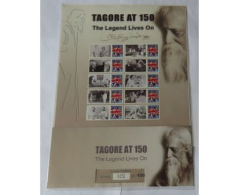 Great Britain 2010 Tagore at 150, The Legend Lives On, Royal Mail Smilers Sheet, Limited edition of 100, 10 x Union Jack Firs