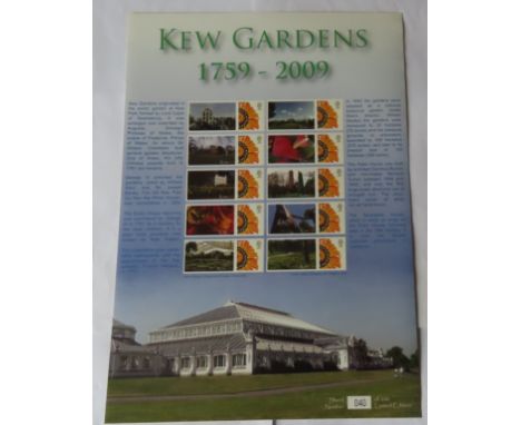 Great Britain 2009 Kew Gardens 1759-2009 Royal Mail Smilers Sheet, Limited Edition of 200, Kew Gardens Views and 10 x Sunflow