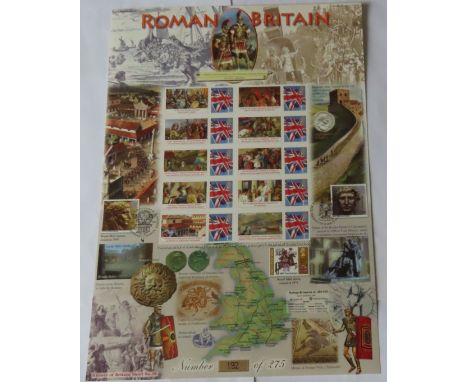 GB 2010 Roman Britain, Royal Mail / Bradbury History of Britain Sheet no 58. 10 x first class Union Jack stamps with historic