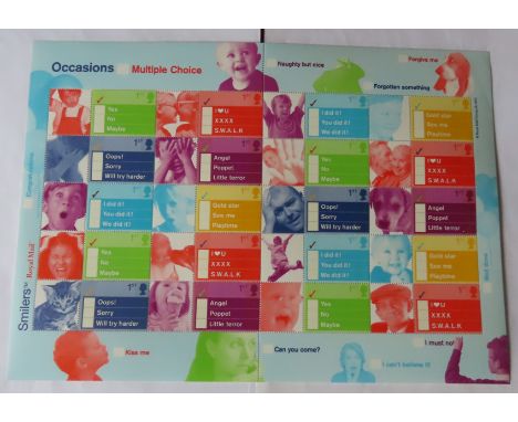 Great Britain 2003 Occasions / Multiple Choices Royal Mail Smilers Sheet, 20 x First Class, SG LS12