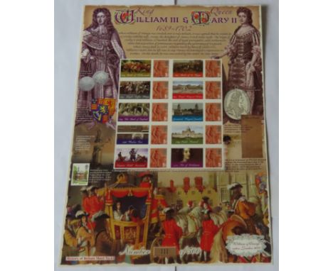 GB 2010 King William and Queen Mary 1689-1702, Royal Mail / Bradbury History of Britain Sheet no 63. Limited edition of 500. 