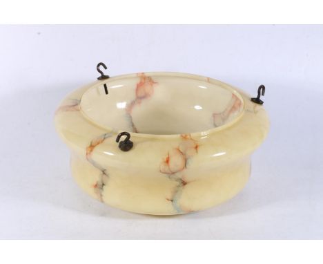 Art Deco style marbled glass ceiling light shade, 31cm diameter.&nbsp; 