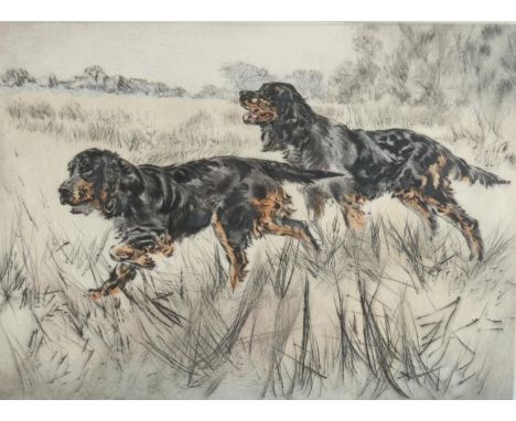 HENRY WILKINSON (British, 1921-2011), gun dogs, coloured print, pencil signed limited edition 21/150, 25cm x 34cm. 