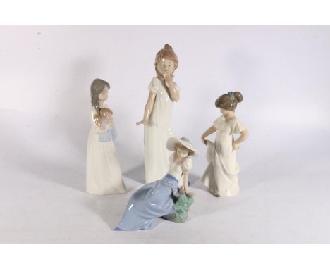 Four Nao figures to include Girl with Doll, and others, largest 29cm tall.&nbsp; (4) 