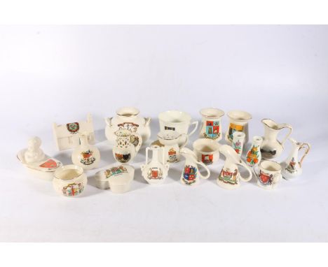 Group of crested ware china including Goss, Foley, Willow Art, Clifton, etc.&nbsp; 