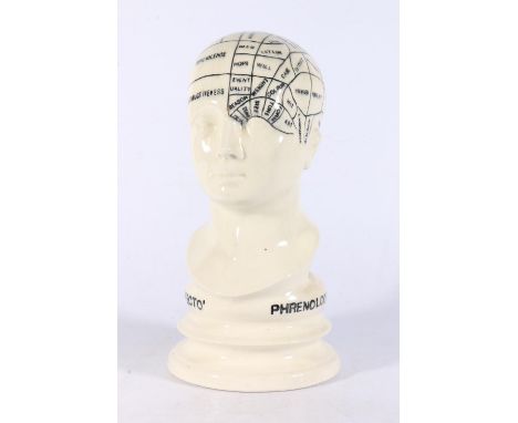 Kensington Pottery Phrenology bust 'Fowler's Perfecto Phrenological Head', the base with 'Made for Robin Morton by the Kensin