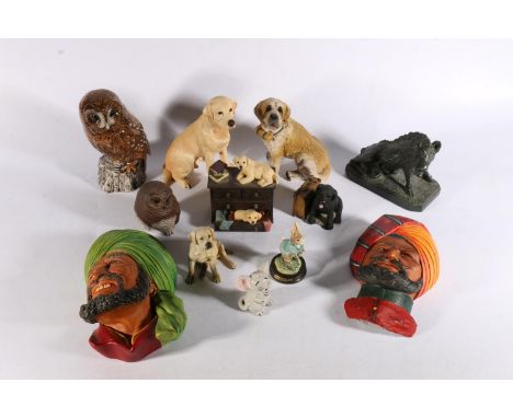 Group of animal models including a carved serpentine model of the Florence&nbsp;boar after Pietro Tacca's 'Il Porcellino', a 