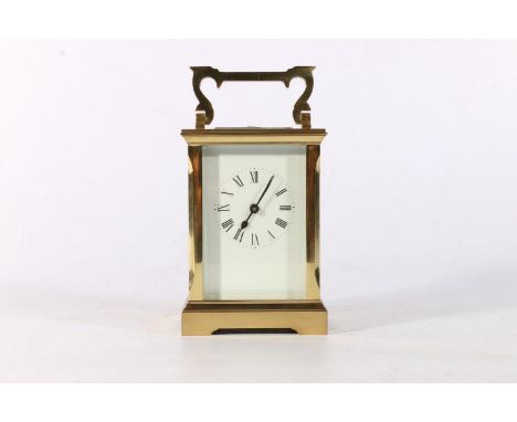 French brass carriage clock, the backplate with 'ACG' monogram, 15cm tall.&nbsp; 