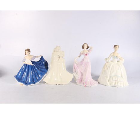 Royal Doulton Elaine HN4718 another HN3222, Coalport Stephaine and Royal Worcester Moments Friendship (4) 
