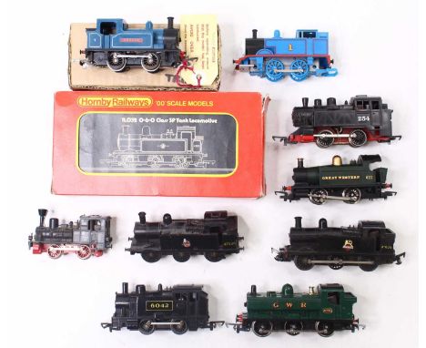 A collection of nine mainly Triang tank engines, including three Jinty locos, in BR livery, one boxed in original box, others