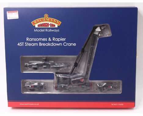 Bachmann 00 gauge Ransomes &amp; Rapier 45T steam breakdown crane, in BR black, in orignal packaging, in near mint condition.