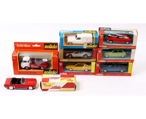 Solido group 8 boxed diecast models to include; No.193 Citroen GS, No.196 Renault 17 TS, No.12 Renault, No.10 Renault 5 and o