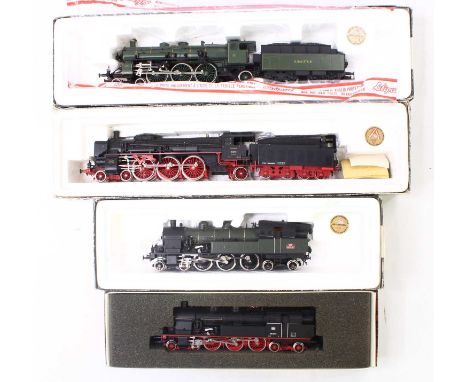 A collection of four Liliput Bachmann HO gauge locos, including a DB BR class 78, an SNCF 4-6-4 tank loco, a 4-6-2 German cla