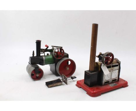 Mamod stationary steam engine with heavily repaired end to the boiler, with replacement chimney, and missing burner, together