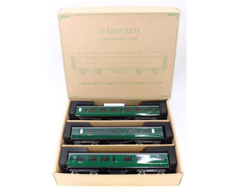 Darstead set of three 0 gauge bogie coaches, brand new manufacturer's stock: BR Bullied Set A comprising corridor 3rd class S