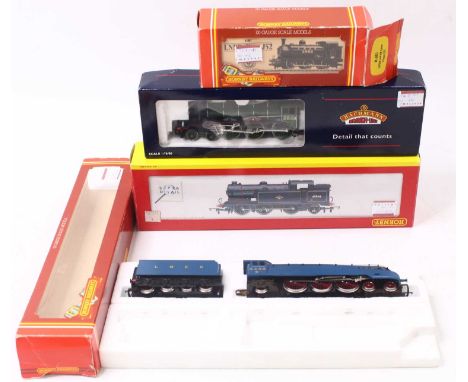 Four 00 gauge LNER locos to include: an N2 0-6-2 tank in LNER lined black by Hornby, an LNER class J52 in lined black, a B1 f