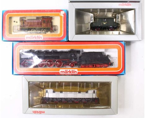 Four Marklin HO gauge locos including a BR e18/118 loco, in silver livery, missing box sleeve, with yellowing to box insert, 