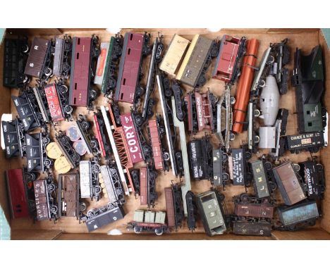 One tray of approx 50 x 00 gauge wagons, by various manufacturers, including some hopper wagons, a Torpedo steel wagon, in av