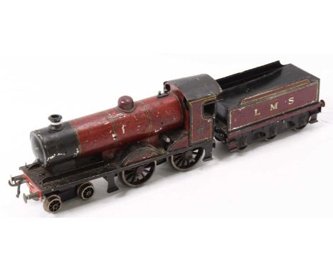 Bassett Lowke clockwork Duke of York and tender, in overall poor condition, with an overpainted tender, and missing loco hand