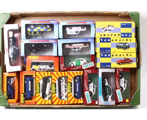 One tray containing a quantity of 1/43 scale Emergency Services diecast vehicles to include Vanguards, Minichamps, Vitesse, S