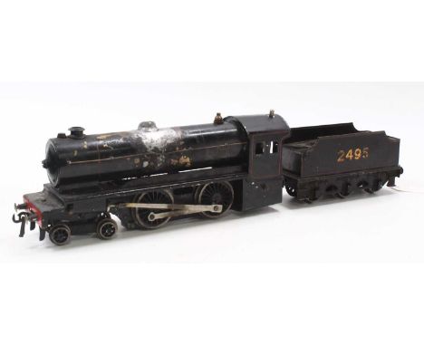 Bassett Lowke live steam Enterprise loco and tender in black, no.2495, with wick burner, generally in fair condition, with an