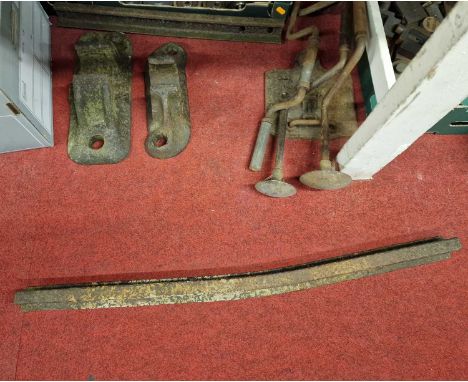 Collection of mixed railwayana to include track lengths, hand tools, railway chairs etc