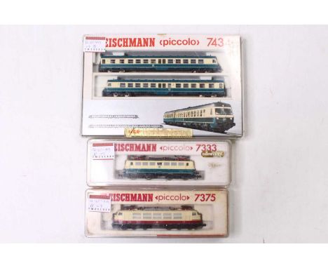 Three N gauge continental locos, to include a Fleischmann 7333 DB Class BR 110 283-9 Electric Loco, in original box, Fleischm