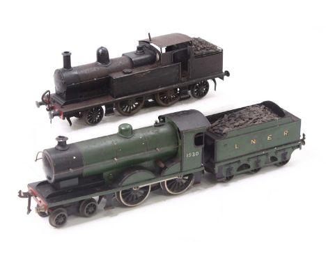 Two 0 gauge locos. Believed Bassett-Lowke 'Duke of York' 4-4-0 loco &amp; tender, clockwork, green, no nameplates, '1930' on 