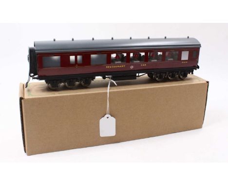 Darstaed 12-wheeled Dining Car BRII (ex LMS Period II), lined maroon with grey roof, with internal lighting. Ex Factory stock