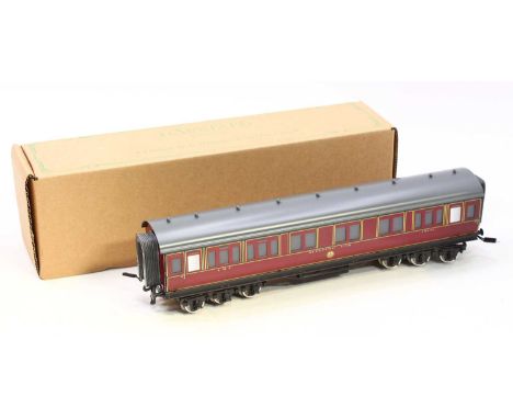 Darstaed 0-gauge 12-wheeled sleeping car No.10548 LMS Period II, maroon with yellow &amp; black lining, with coach lighting. 