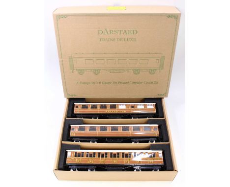Darstaed set of 3, 0-gauge, corridor bogie coaches. Manufacturer's stock. LNER Gresley set B comprising buffet No.648; all/3r