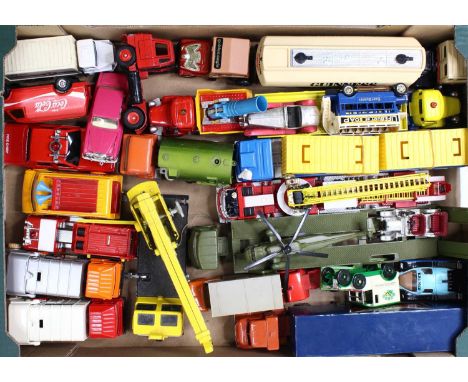 One tray containing a quantity of loose Dinky Toy, Corgi Toy and Matchbox Kingsize diecasts to include a Dinky Toys Military 