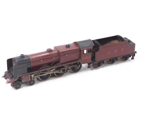 Bassett-Lowke 0 gauge electric 4-6-0 loco &amp; tender, 'Royal Scot' No.6100 LMS, red, with Stanier tender. Very grubby, the 