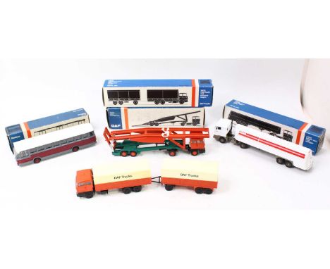 Lion Toys group of 4 various boxed diecasts to include; No.62 Esso Petrol Tanker, No.60 Car Transporter, No.38 Single Decker 