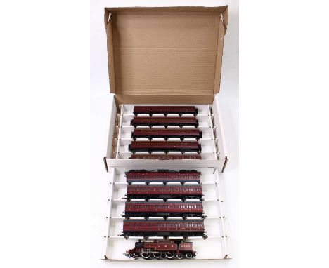 Hornby 00 gauge LMS 4P 2-6-4 tank engine in LMS maroon, No. 2300, with a quantity of unboxed suburban LMS maroon coaches, all