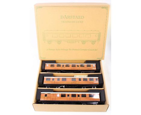 Darstead set of three coaches, LNER Thompson Set B, teak, white roofs, fitted with internal electric lighting: 1st/3rd 268; b